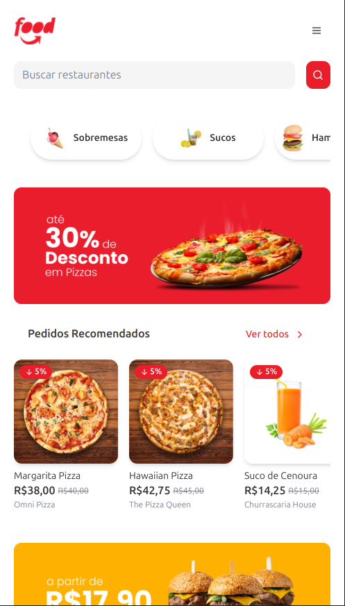 landing page food